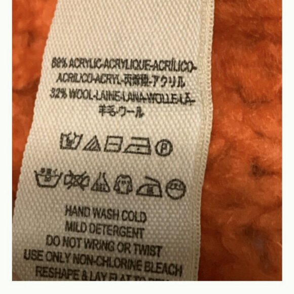 Free People Crashing Waves Orange Knit Sweater Size S Wool Blend Boho Cozy Fall - Picture 10 of 12